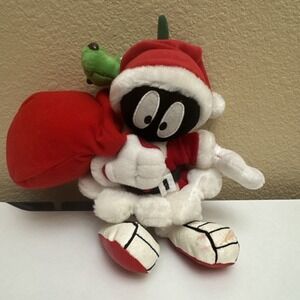 Marvin the Martian K9 Plush with Santa Sack 9" Warner Bros Bean Bag Soft Toy GUC